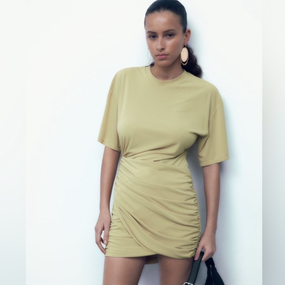 Zara Draped Mini dress with round neck Size S